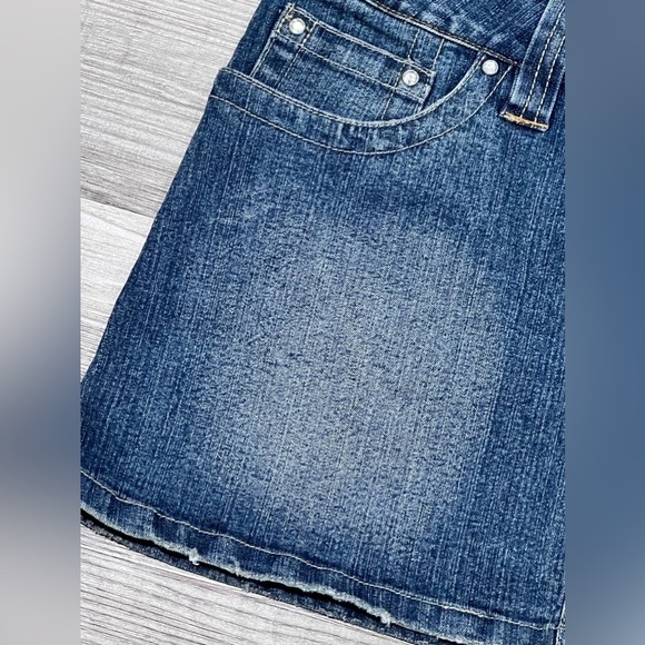 Hydraulic Jean Mini Skirt SZ 5/6 light Wash denim Bling embellishments Y2K - Picture 8 of 10